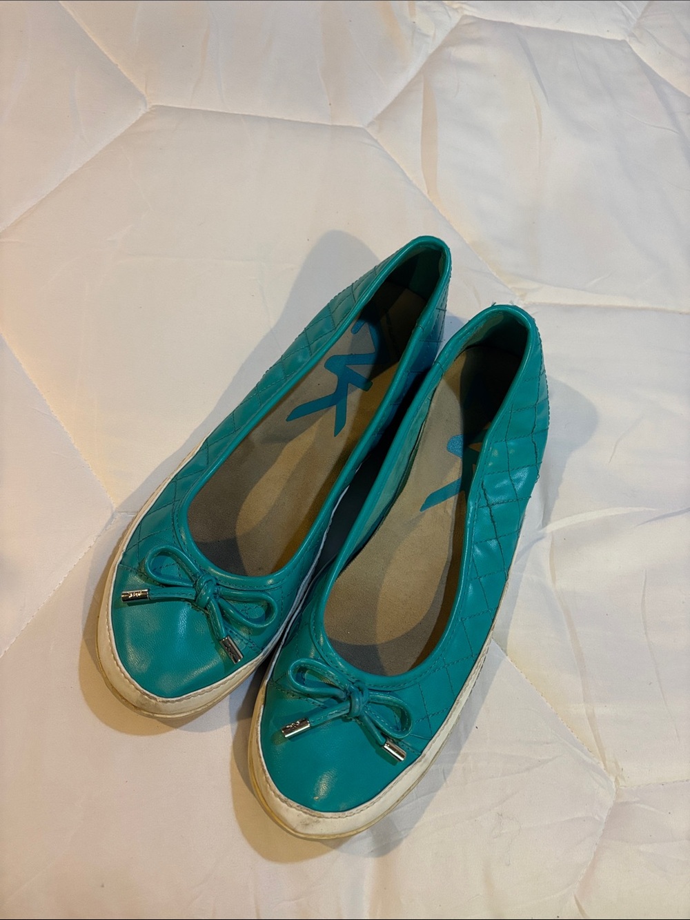 Anne Klein Teal Quilted Ballet Sneakers - Women's Casual Flats